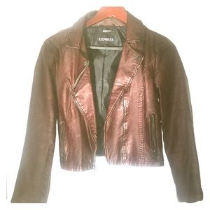 Cropped Faux Leather Jacket